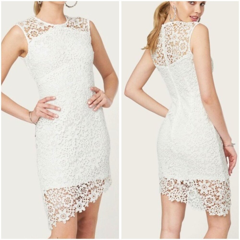NWT Bebe White Lace Crochet Midi Dress $129 - Picture 2 of 14
